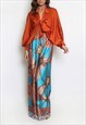 Tie Knot Blouse & Flared Trousers Set In Rust