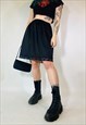 Vintage 90s 00s Y2K Satin Mini Black Lace Grunge Skirt