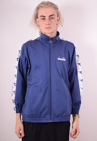 DIADORA MENS VINTAGE TRACKSUIT TOP JACKET MEDIUM PURPLE 90S