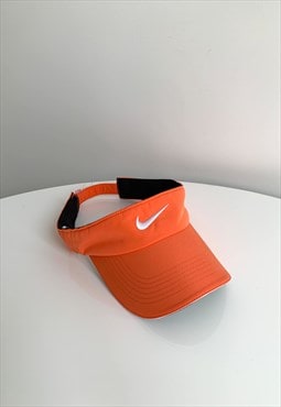 Vintage Nike Visor Tennis Cap Orange Centre Logo