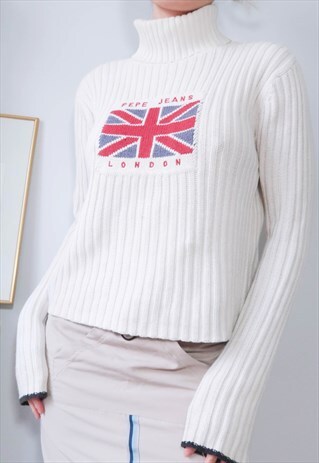 VINTAGE PEPE JEANS USA FLAG TURTLENECK JUMPER