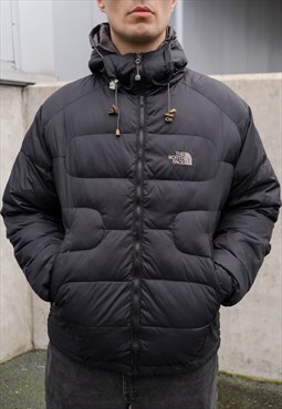 Vintage Unisex The North Face Black Padded Jacket with Hood
