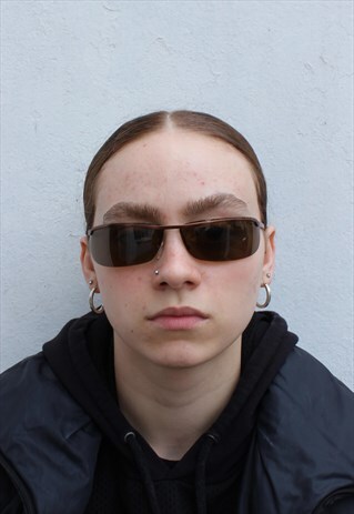 VINTAGE Y2K BROWN LENS SPACE STYLE MATRIX SUNGLASSES