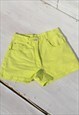 VINTAGE GREEN DENIM JEANS HIGH WAIST SHORTS.SIZE 16A 164CM