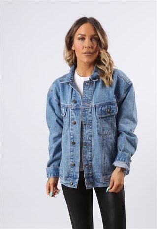 DENIM JACKET WRANGLER OVERSIZED FITTED UK 16 (983O)