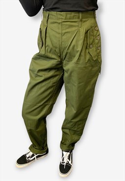 Vintage Czech Military Cargo Combat Trousers Olive Green 