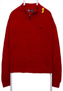 Chaps 90's Quarter Zip Knitted Jumper Large Red