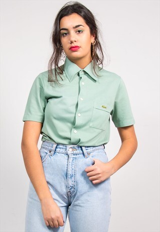 VINTAGE 80'S MINT GREEN LACOSTE SHORT SLEEVE SHIRT BLOUSE