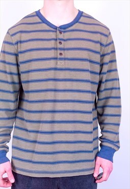 Vintage Gap Striped Grandad Collar Sweatshirt XL