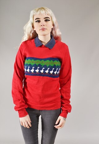VINTAGE NATURE STRIPE SWEATSHIRT RED