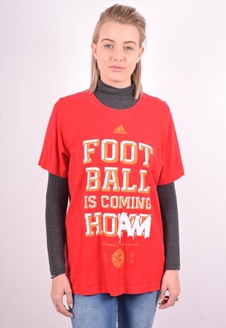 ADIDAS WOMENS VINTAGE T-SHIRT TOP LARGE RED 90S