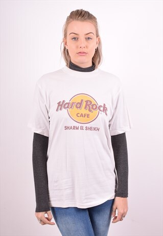 HARD ROCK CAFE WOMENS VINTAGE T-SHIRT TOP SMALL WHITE 90S