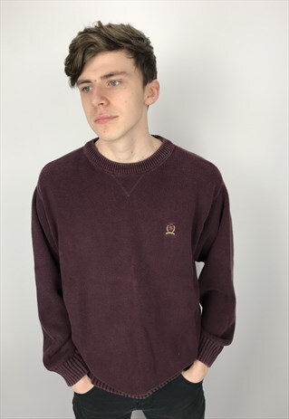 90S VINTAGE TOMMY HILFIGER BURGUNDY JUMPER