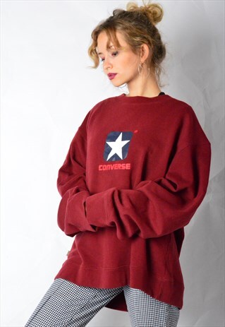 VINTAGE 90S BURGUNDY RED CONVERSE SWEATSHIRT
