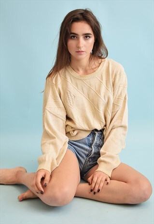90'S RETRO KNIT NORMCORE OVERSIZED NEUTRAL DADS JUMPER TOP