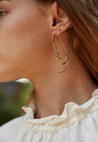 PRESIDIO GOLD ABSTRACT FACE EARRINGS
