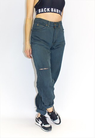 VINTAGE DISTRESSED BLUE/BLACK DYED LEVI'S JEANS