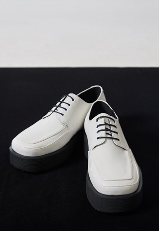Men's Lace-Up white derby shoes A VOL.2