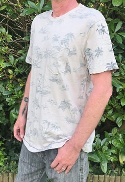 Palm Tree Print Beige T-Shirt