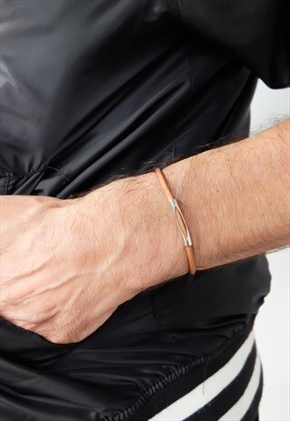 BROWN PIPE LEATHER BRACELET