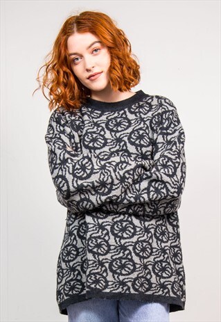 VINTAGE 90'S GREY GRUNGE KNIT JUMPER