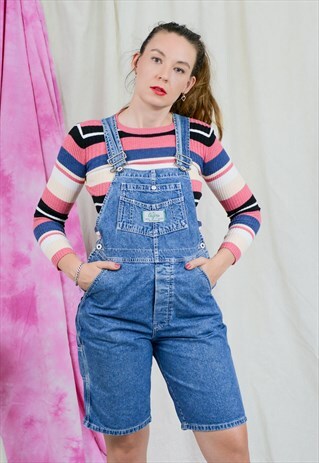 DENIM OVERALLS VINTAGE 90S SHORTALLS JEANS SHORTS DUNGAREES