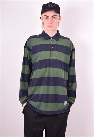 LEVI'S MENS VINTAGE POLO SHIRT LONG SLEEVE MEDIUM MULTI 90'S