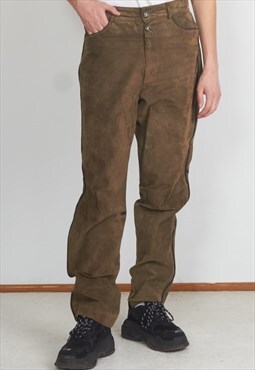 Vintage Brown Leather Trousers Bottoms