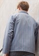 GREY RETRO STRIPED PREMIUM WOOL FABRIC SHIRT JACKET 