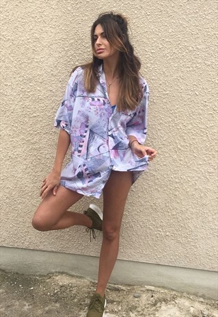 PATTERNED OVERSIZED RETRO VINTAGE UNISEX FESTIVAL SHIRT