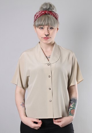 VINTAGE 90S BEIGE LOOSE FIT BLOUSE