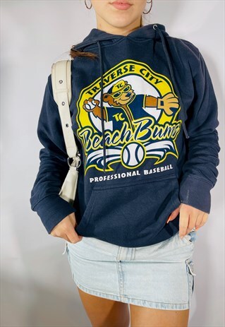 Vintage 90s USA Size S Baseball Hoodie in Navy