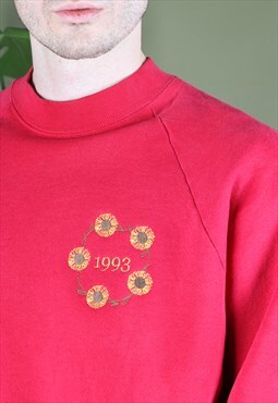Vintage Rework Personalised Sweatershirt Embroidery Red