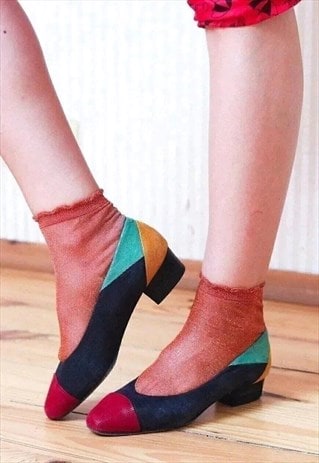 Bright colourful colour block vintage shoes