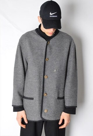 VINTAGE 60S GREY MINIMALIST WOOL COAT JACKET