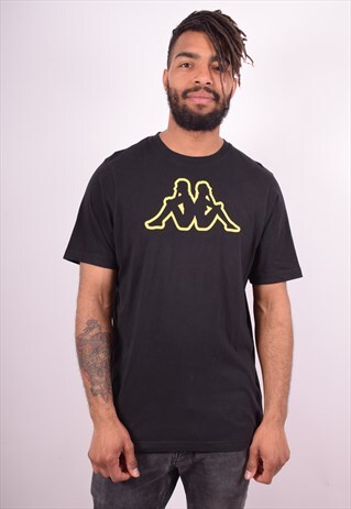 KAPPA MENS VINTAGE T-SHIRT TOP LARGE BLACK 90S