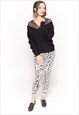 LOW RISE LEGGINGS IN BLACK AND WHITE BAROQUE PRINT