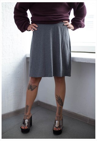 VINTAGE 90'S GREY STRETCHY MIDI SKIRT