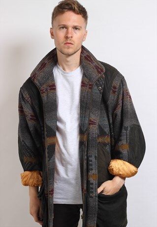 VINTAGE AZTEC FLEECE LINED FESTIVAL JACKET