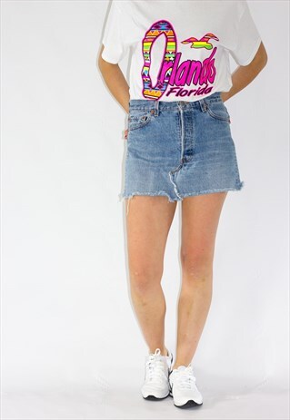 VINTAGE HIGH WAIST LEVI DENIM MINI SKIRT