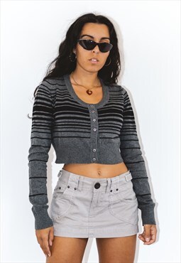 Vintage Grey Y2k Crop cardigan