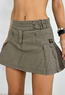 Vintage Y2k Mini Skirt Cargo Utility Pleated Grunge 90s 