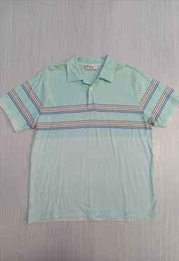 00's Polo Shirt Mint Green Striped Pastel