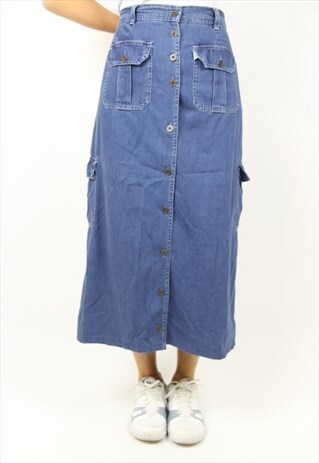 VINTAGE DENIM HIGH WAIST SKIRT