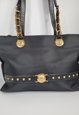 Vintage Gianni Versace Black Shoulder Tote Bag