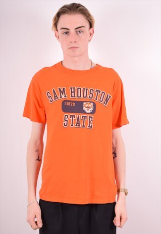 CHAMPION MENS VINTAGE T-SHIRT TOP MEDIUM ORANGE 90S