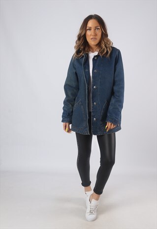 VINTAGE DENIM JACKET OVERSIZED FITTED UK 16 XL (BB3M)