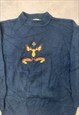 VINTAGE KNITTED JUMPER CANADA MOOSE PATTERNED SWEATER