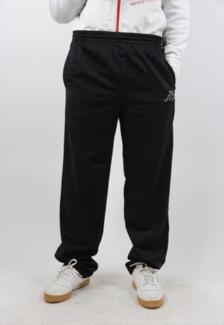 VINTAGE KAPPA 90S BLACK TRACKSUIT BOTTOMS