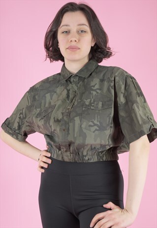 VINTAGE REWORKED ARMY SHIRT SHORT SLEEVED IN CAMO PRINT
